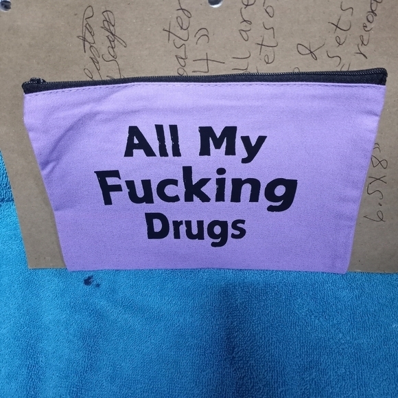 Purple Zipper Pouch with Bold Text Funny Cosmetic Bag Makeup Pouch - Picture 1 of 2